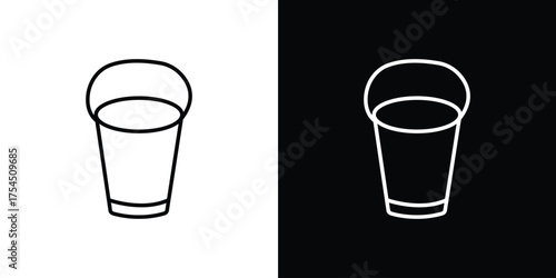 Bucket icon in black line illustration. Design logo for app, UI.