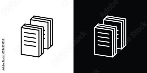 Books icon in black line illustration. Design logo for app, UI.