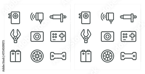 Technology and gadget outline icons set – devices, linear, electronic symbols