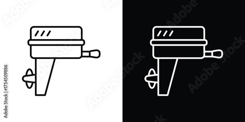 Boat Engine icon in black line illustration. Design logo for app, UI.