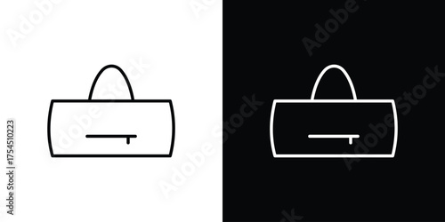 Barrel handbag icon in black line illustration. Design logo for app, UI.
