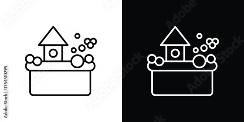 Ball pit icon in black line illustration. Design logo for app, UI.