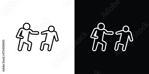 Assault icon in black line illustration. Design logo for app, UI.