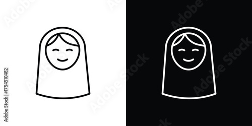 Arab woman icon in black line illustration. Design logo for app, UI.