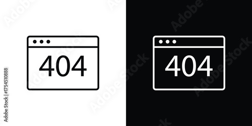 404 Error icon in black line illustration. Design logo for app, UI.