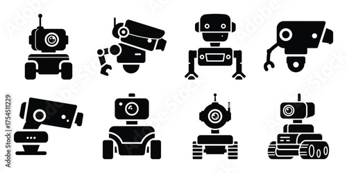 surveillance robot minimal icon set