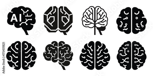 ai brain minimal icon set