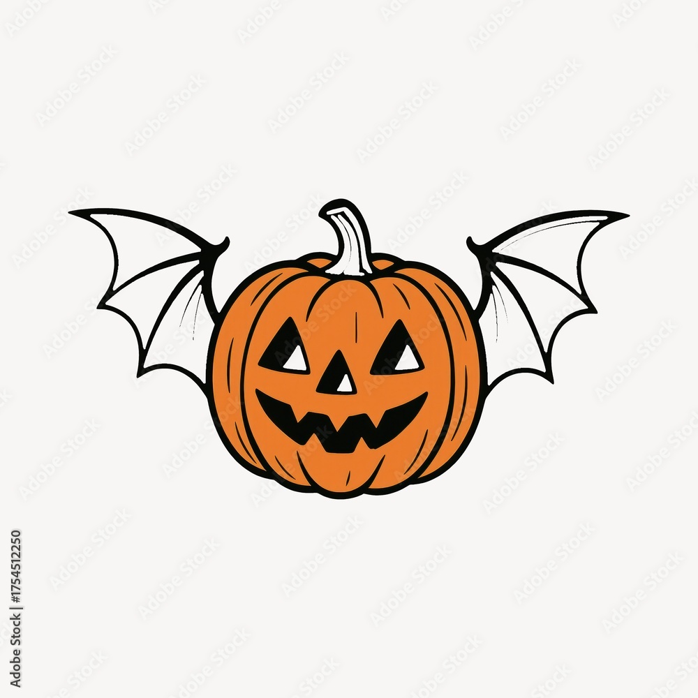 Fototapeta premium Halloween pumpkin with bat wings.