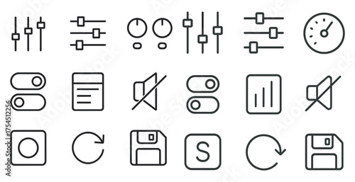 Audio and multimedia line icons set – outline, linear, sound and music symbols