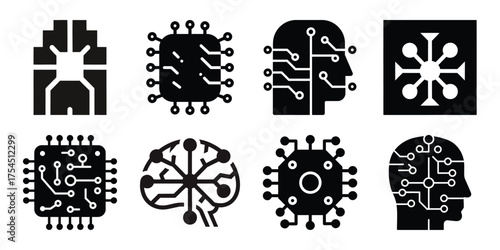 artificial intelligence minimal icon set