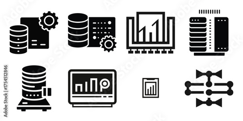 data processing minimal icon set