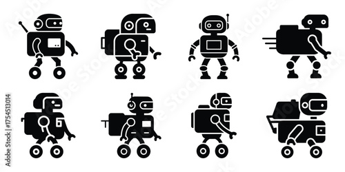 delivery robot minimal icon set