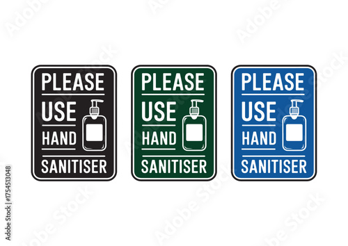Please Use Hand Sanitizer Instructional Sign Set in Multiple Colors