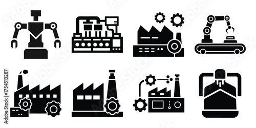 factory automation minimal icon set