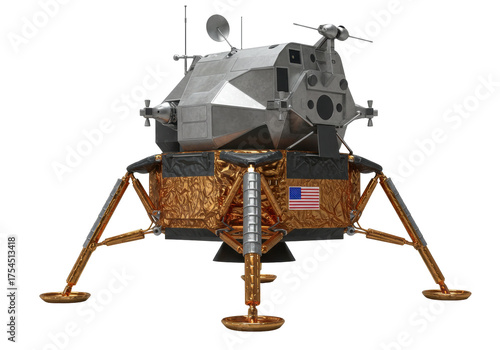 Fototapeta Naklejka Na Ścianę i Meble -  Isolated Apollo Lunar Module, space mission landing craft, moon exploration and landing