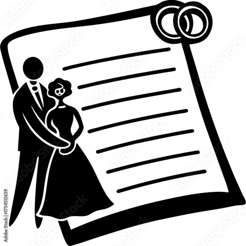 Marriage Contract Vector | Legal Agreement Illustration for Wedding & Documentation