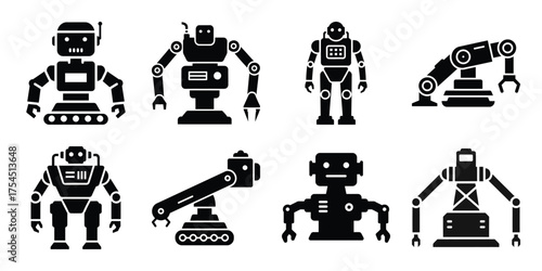 industrial robot minimal icon set