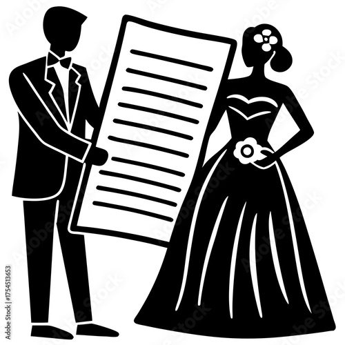 Marriage Contract Vector | Legal Agreement Illustration for Wedding & Documentation