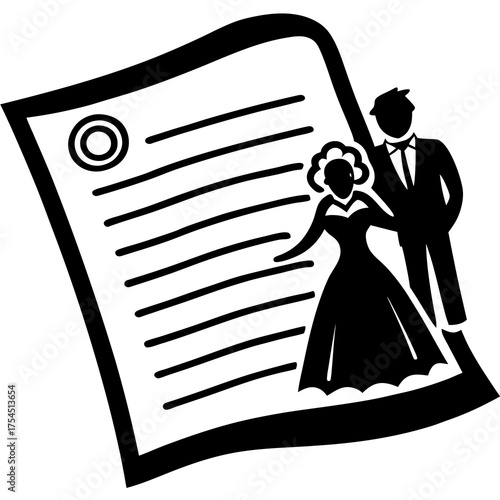 Marriage Contract Vector | Legal Agreement Illustration for Wedding & Documentation