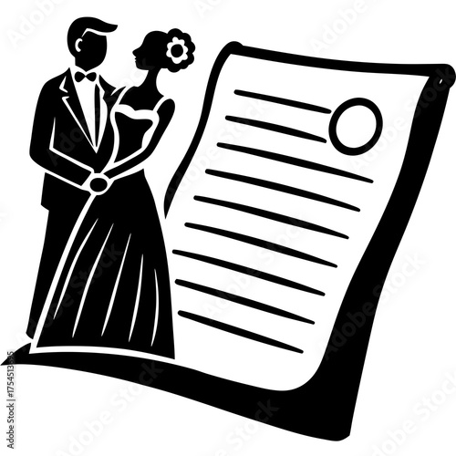 Marriage Contract Vector | Legal Agreement Illustration for Wedding & Documentation