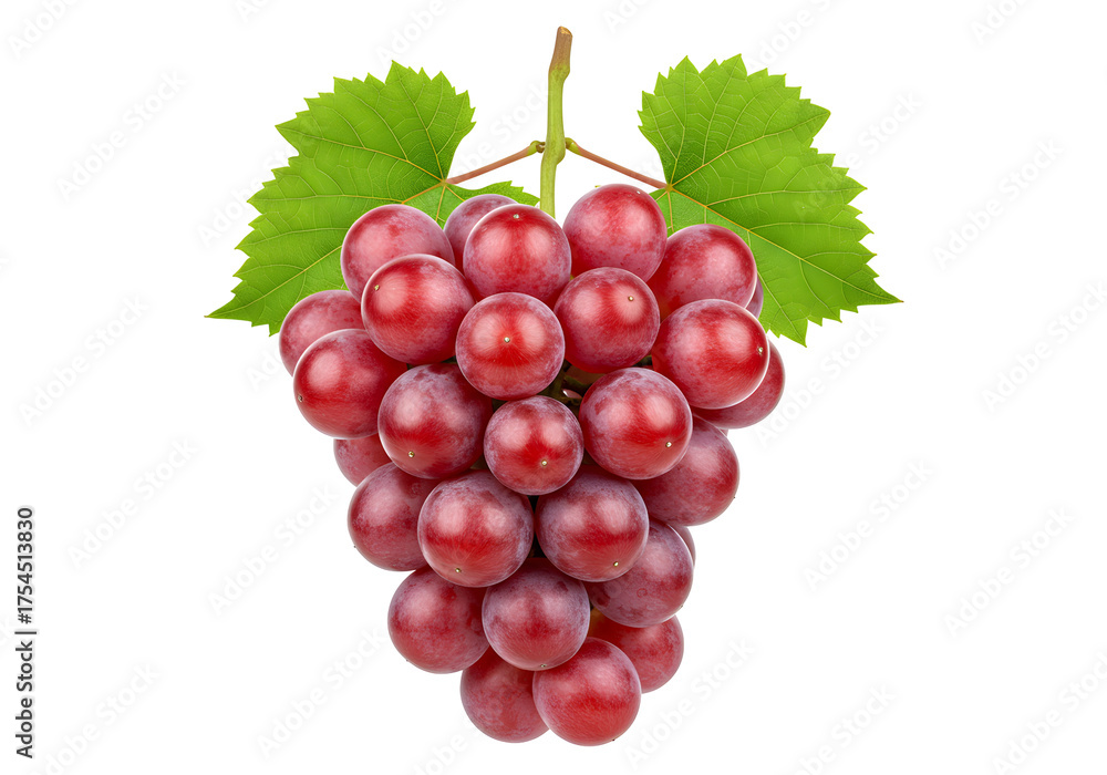 Fototapeta premium Red Grapes Bunch Fresh Ripe Fruit Healthy Organic Food Isolated