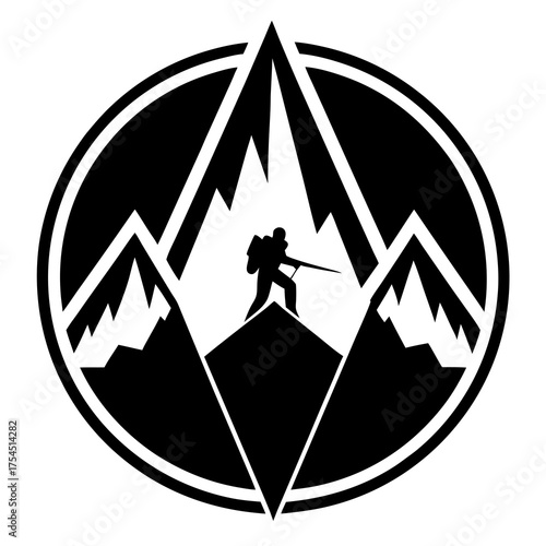 "Mountaineering Symbol Icon – Outdoor Adventure Graphic Design"