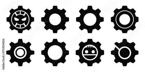 robot gear minimal icon set