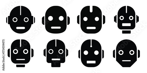 robot face minimal icon set