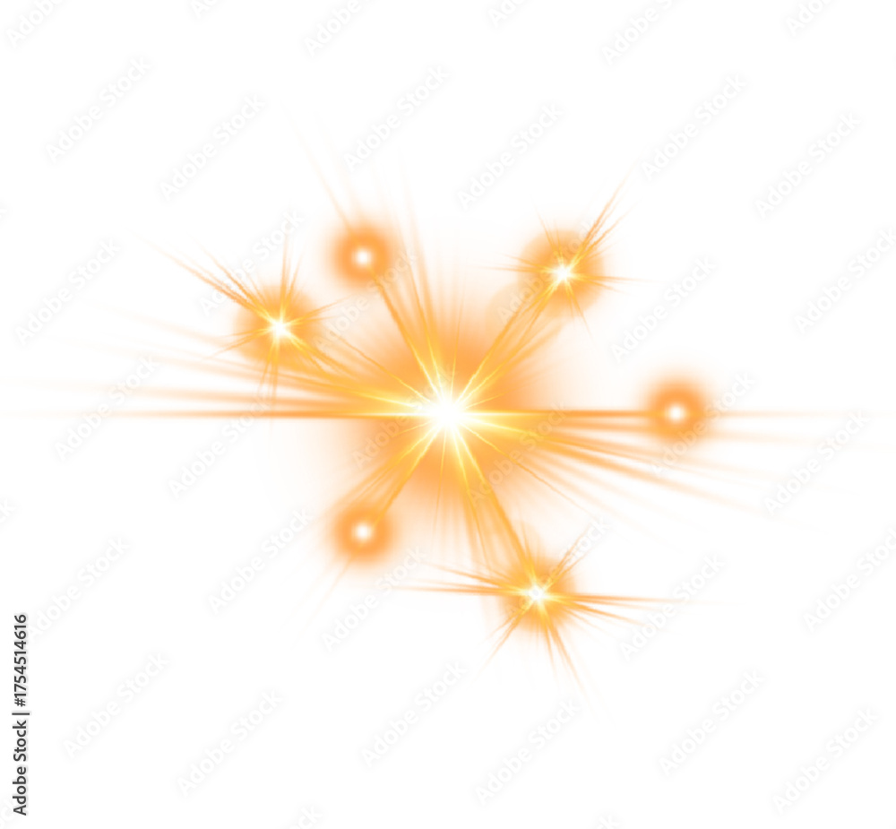Obraz premium Golden shining pack of sparkles transparent png
