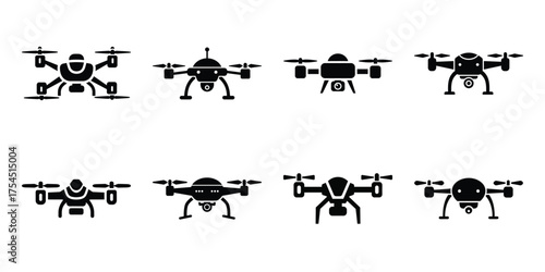robotic drone minimal icon set