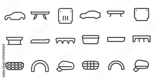 Automotive outline icons set – car, vehicle, transportation symbols