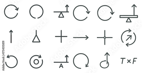 Mathematics and physics icons set – outline, linear, calculation symbols