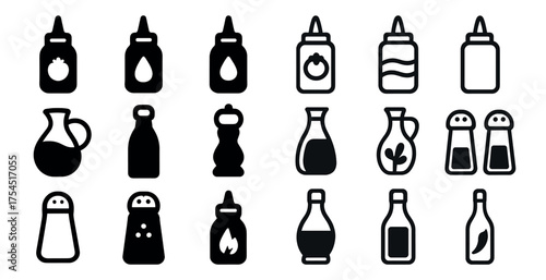 Cooking and kitchen outline icons set – linear, culinary, seasoning symbols
