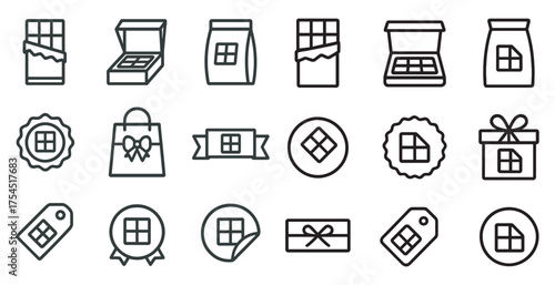 Shopping and retail icons set – outline, linear, commerce and purchasing symbols