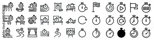 Time management line icons set – outline, linear, clock and schedule symbols