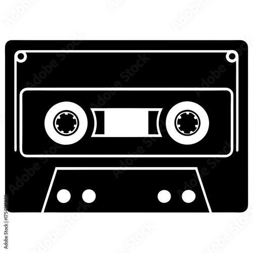 Retro Cassette Tape Icon – Vintage Music Audio Symbol Printable Graphic Design