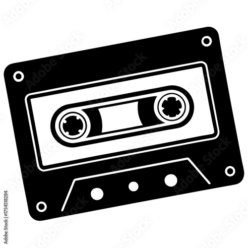 Retro Cassette Tape Icon – Vintage Music Audio Symbol Printable Graphic Design