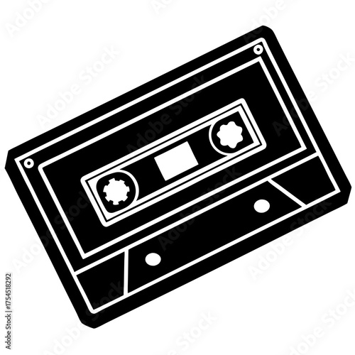 Retro Cassette Tape Icon – Vintage Music Audio Symbol Printable Graphic Design