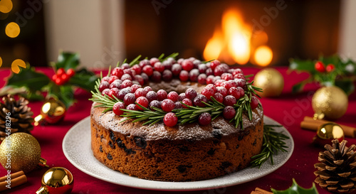 christmas cake with candle