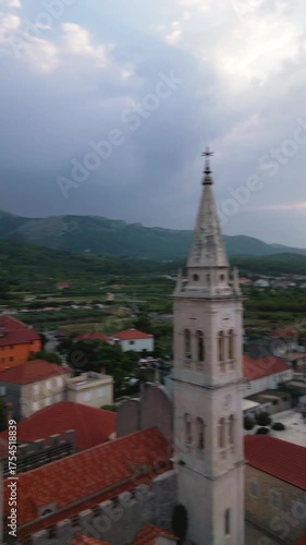 Wallpaper Mural Vertical video of Church Bell Tower Above Hvar Town Torontodigital.ca