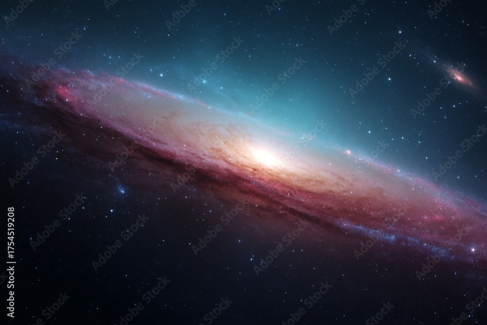 Fototapeta premium Stunning Spiral Galaxy with Colorful Nebula and Stars in Cosmic Space Scene
