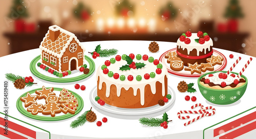 christmas cakes and decorations