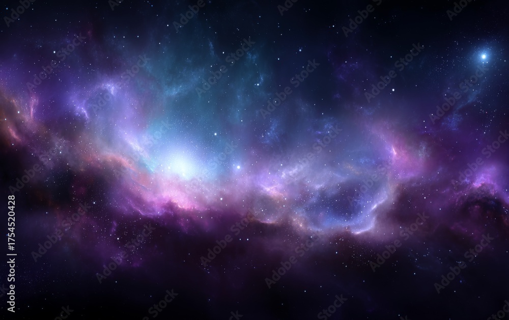 Fototapeta premium Stunning Deep Space Scene with Vibrant Colorful Nebula and Twinkling Stars in Vast Universe
