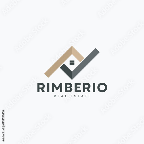 Elegant real estate logo design with modern house and check mark, perfect for branding property businesses and home sales with a trusted symbol