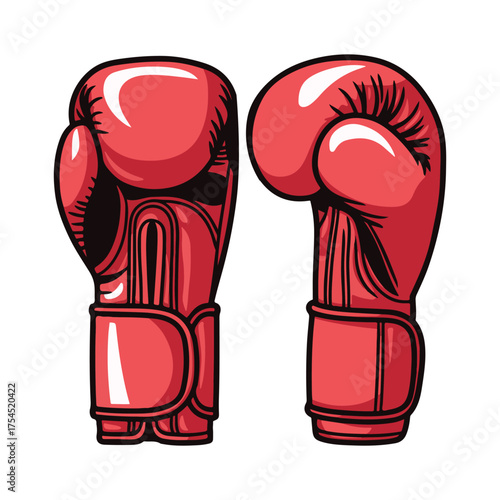 Pair of Red Boxing Gloves Vector Illustration in Comic Style for Sports and Fitness Concepts