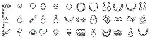 Jewelry and accessories outline icons set – fashion, line, adornment symbols