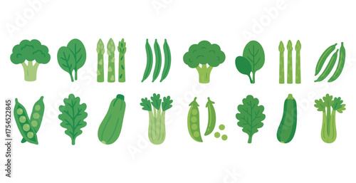 Vegetable and greenery icons set – flat, filled, plant and food design symbols