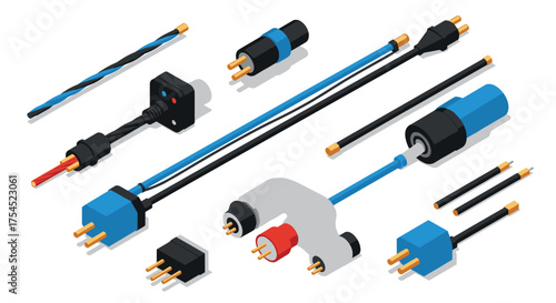 Isometric cable and connector collection for technological applications