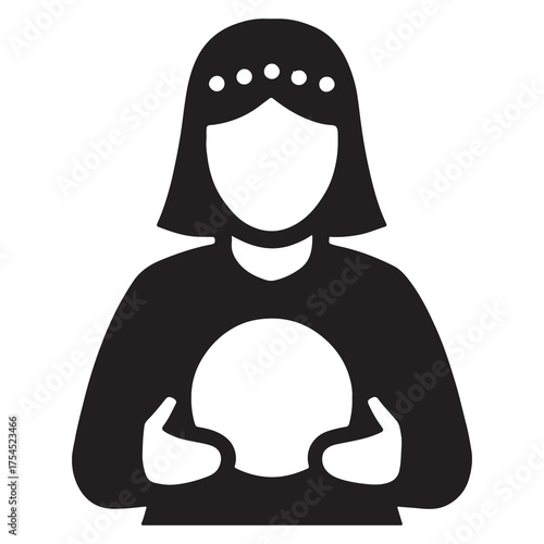 Fortune Teller Woman Holding Crystal Ball Silhouette Vector Illustration Mystical Psychic Magic Future Symbol