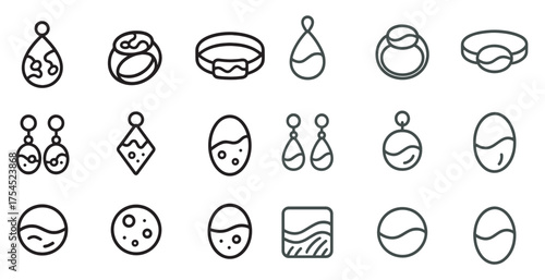 Jewelry and accessory outline icons set – line, elegant, fashion and design symbols